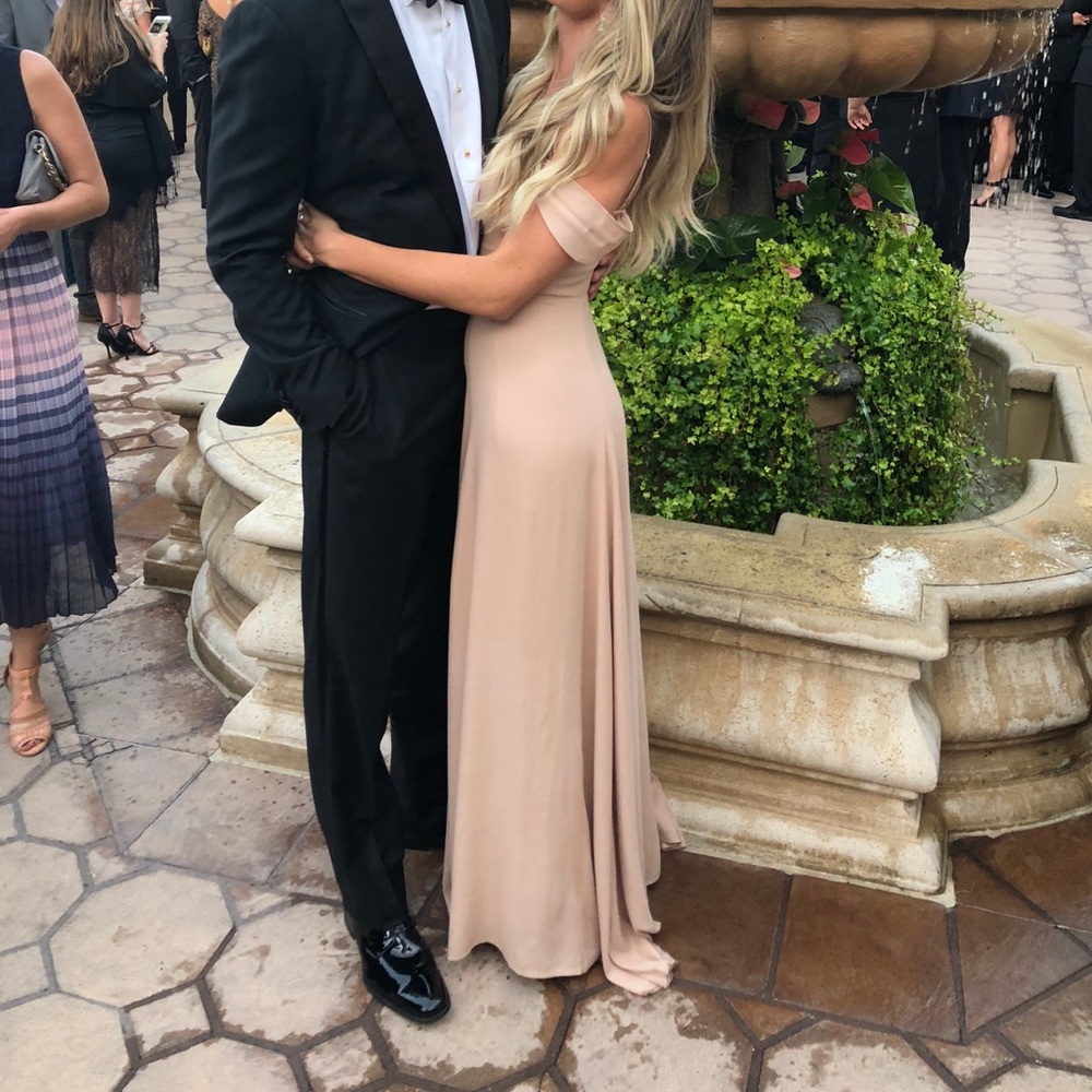 Reformation Nude Off-Shoulder Gown